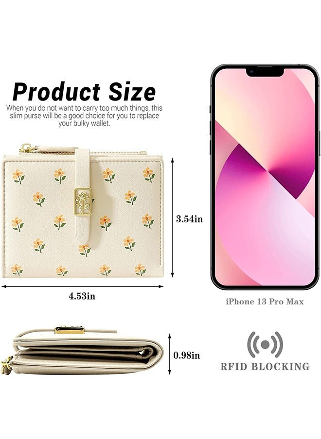 Women's Wallet, Faux Leather, Off White, Water Resistant, 5 Card Slots, 1 Cash Slot, 1 ID Window, 1 Zipper Coin Pocket, Portable, Fashionable, 4.53.71.2 Inch  - Image 3