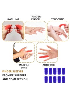 RATSAW Finger Sleeves 20 PCS Finger Sleeves Protectors  Sport Finger Sleeves Thumb Brace Support Finger Brace Elastic Thumb Sleeves for Relieving Pain Arthritis Trigger Finger Black Sapphire blue  - Image 2