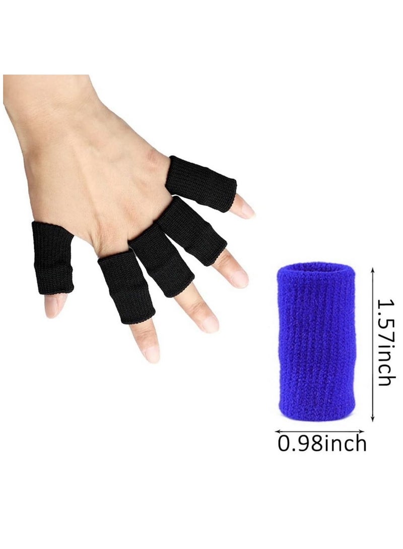 RATSAW Finger Sleeves 20 PCS Finger Sleeves Protectors  Sport Finger Sleeves Thumb Brace Support Finger Brace Elastic Thumb Sleeves for Relieving Pain Arthritis Trigger Finger Black Sapphire blue - Image 3