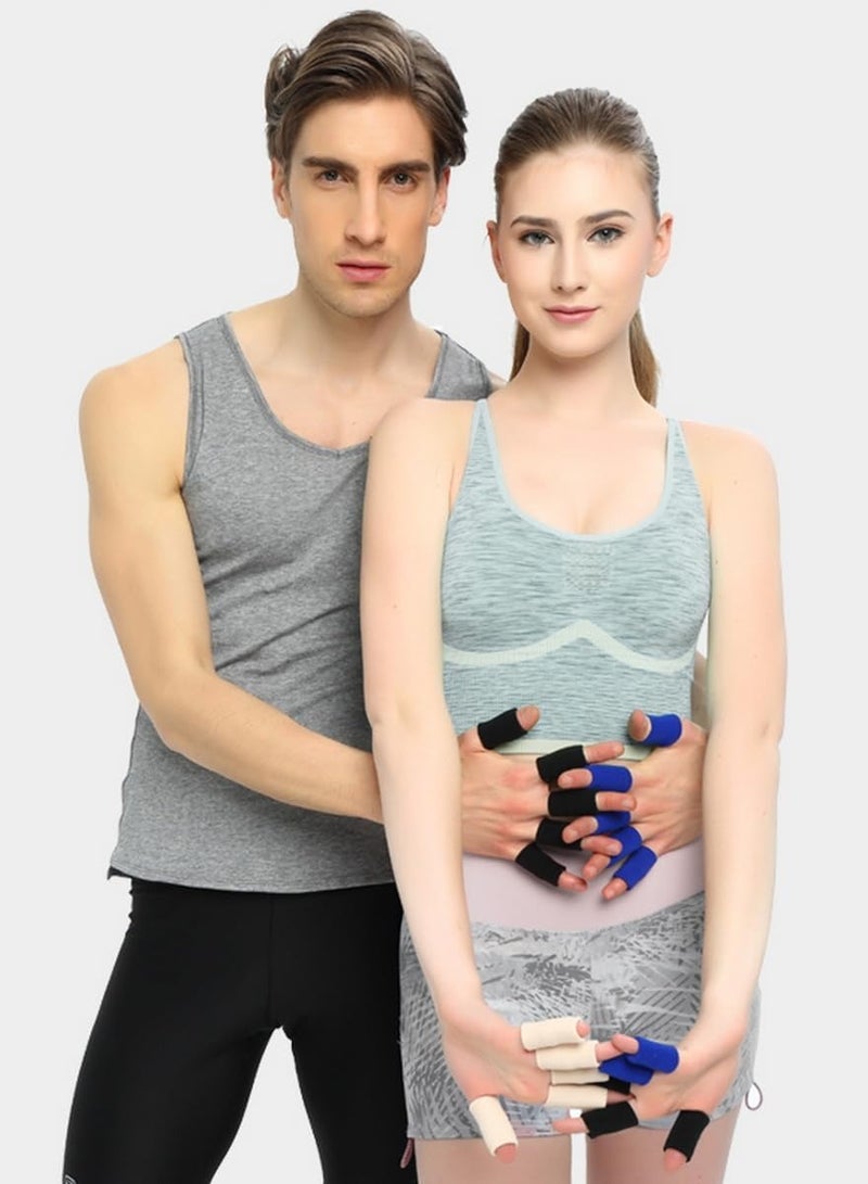 RATSAW Finger Sleeves 20 PCS Finger Sleeves Protectors  Sport Finger Sleeves Thumb Brace Support Finger Brace Elastic Thumb Sleeves for Relieving Pain Arthritis Trigger Finger Black Sapphire blue - Image 4