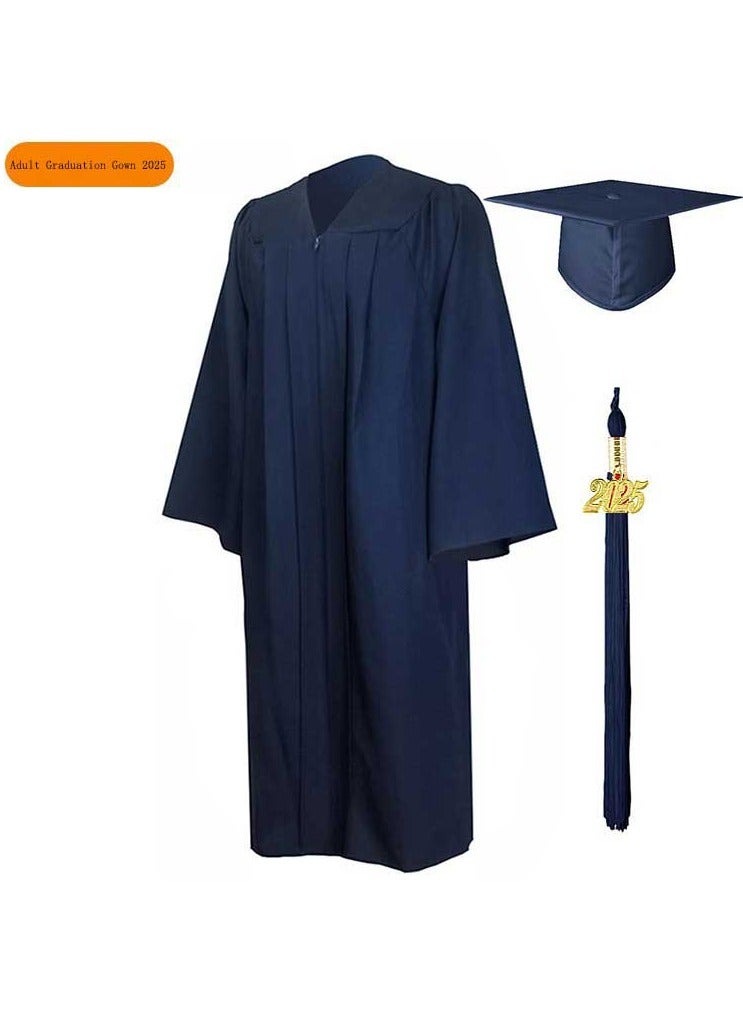 Loquat Middle High School College Graduation Gown Robe With Cap Nave Blue - Image 1