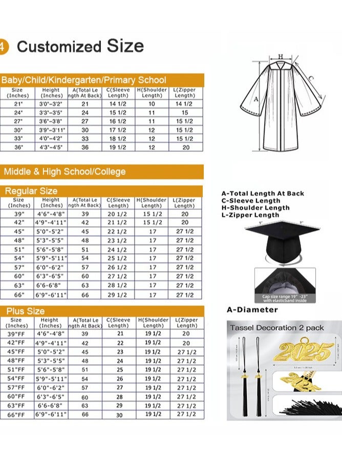 Loquat Middle High School College Graduation Gown Robe With Cap Nave Blue - Image 2