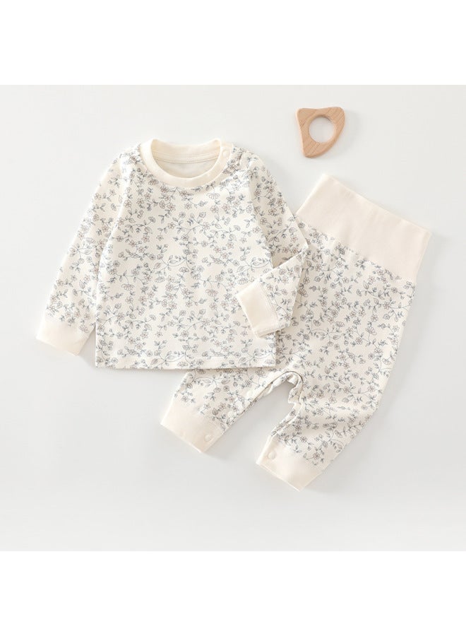 Baby High-waist Suit Spring & Fall Pure Cotton Men's Pajamas Women's Category A Bottoming Autumn Clothes And Long Pants Baby Intimates Set Warm