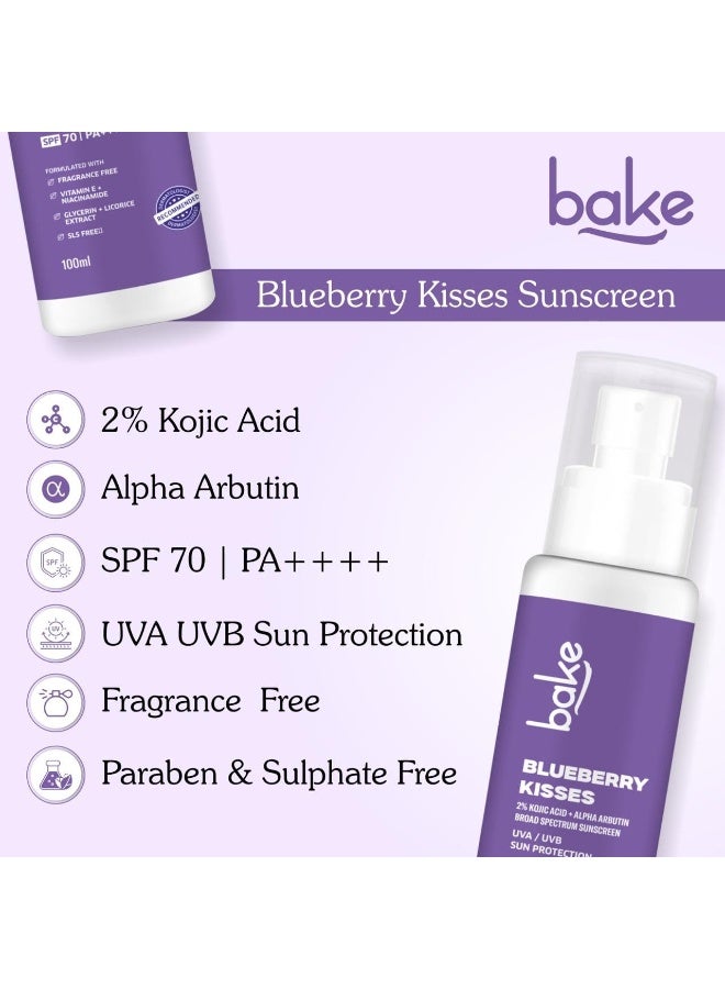 خبز واقي شمس BAKE المقاوم للماء المعدني بنسبة 100%، عامل حماية SPF 70 PA+++، يحتوي على 2% من حمض الكوجيك، ألفا أربوتين، ونياسيناميد لإزالة التصبغات والبقع الداكنة واسمرار البشرة | واقي شمس واسع الطيف | مضاد للتصبغات، لا يترك طبقة بيضاء، خفيف الوزن | 100 غرام - Image 2