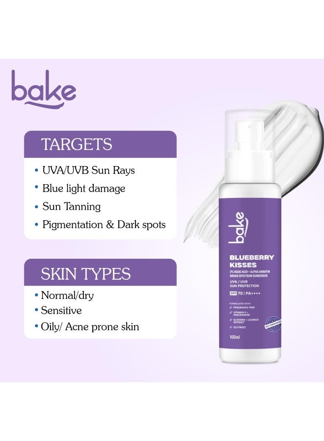 خبز واقي شمس BAKE المقاوم للماء المعدني بنسبة 100%، عامل حماية SPF 70 PA+++، يحتوي على 2% من حمض الكوجيك، ألفا أربوتين، ونياسيناميد لإزالة التصبغات والبقع الداكنة واسمرار البشرة | واقي شمس واسع الطيف | مضاد للتصبغات، لا يترك طبقة بيضاء، خفيف الوزن | 100 غرام - Image 3