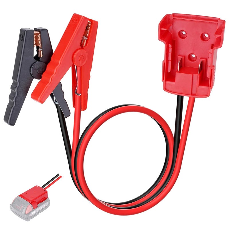 Sejaede Jumper Cables with Alligator Clips Compatible with Milwaukee M18 18V Battery, 2ft 8AWG Silicone Wire Jumper Starter Clamps, Automotive Booster Cable for Jump Starting Car Using Tool Battery - Image 1