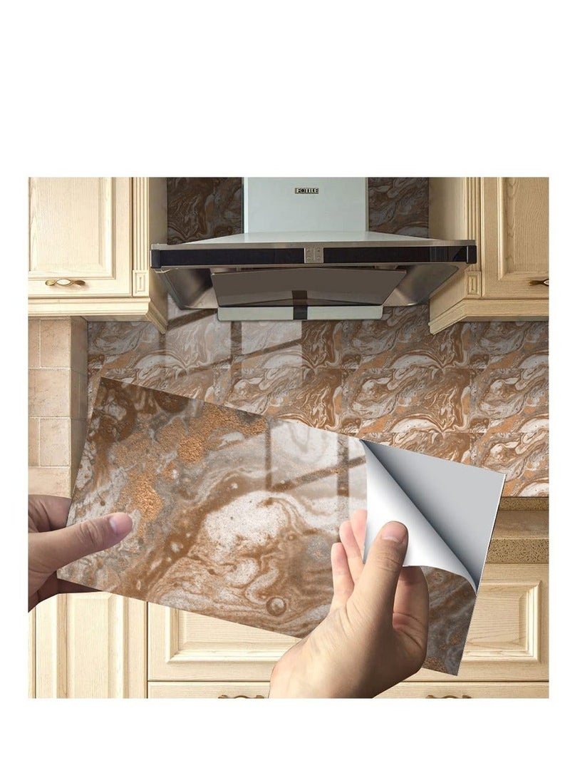 Y&D Marble Tile Stickers, 16 Pcs Stickers Adhesive, Luxury New PVC Waterproof Oil Proof DLY Self Adhesive Stick, Floor Wall Decal Sticker, Kitchen Bathroom Backsplash Home Decor  - Image 1