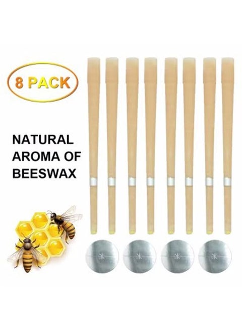 8 Piece Aromatherapy Pure Beeswax Ear Wax Candles With 4 Ear Protective Disks Kit
