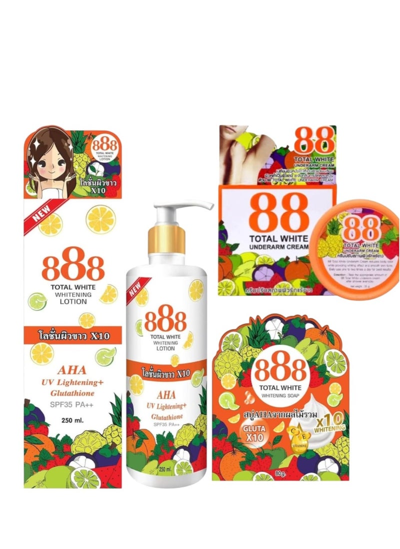 88 Total White Whitening Lotion, Underarm Whitening Cream and Total White Glutathione Whitening Soap 