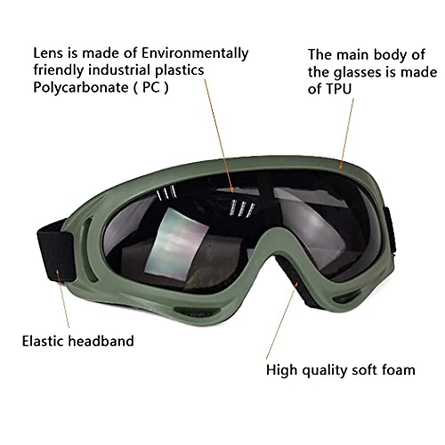 AOUTACC Airsoft Protective Gear Set, Half Face Mesh Mask with Ear Protection and Tactical Goggles for Adult Men Women BBS Paintball Shooting CS Survival Games Cosplay (Green) - Image 2