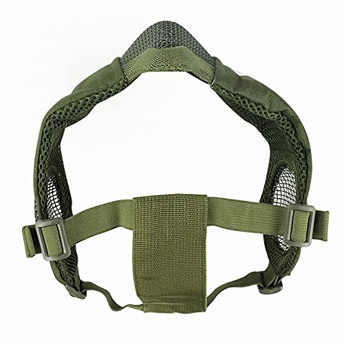 AOUTACC Airsoft Protective Gear Set, Half Face Mesh Mask with Ear Protection and Tactical Goggles for Adult Men Women BBS Paintball Shooting CS Survival Games Cosplay (Green) - Image 3