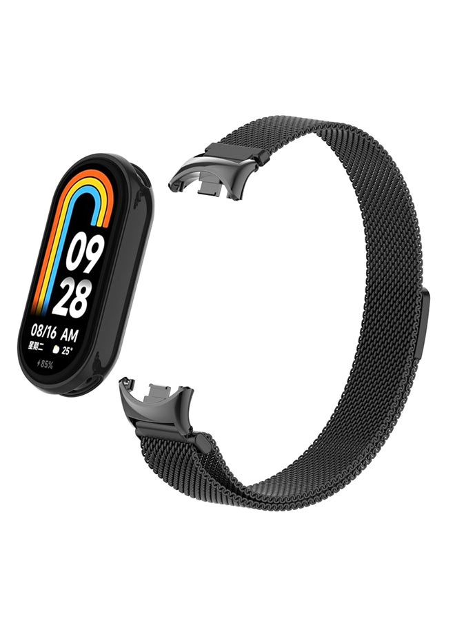 O Ozone Milanese Loop Strap for Xiaomi Mi Band 8/Xiaomi Smart Band 8 - Stainless Steel Magnetic Adjustable Mesh Metal Watch Bands for Men and Women  - Black  - Image 1
