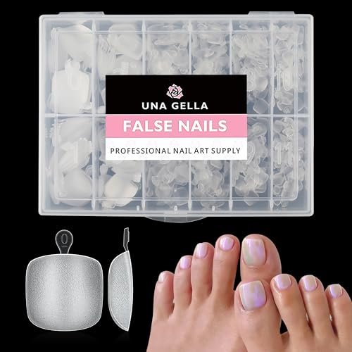 UNA GELLA Toe Nail Tips 216Pcs Short Square False Soft Gel Full Cover Fake Toe Nails Matte Toe Nails 12 Sizes Pre-shape Fake Toenails Gel Toe Nail Tips For Nail Extension Home DIY Nail Salon - Image 1