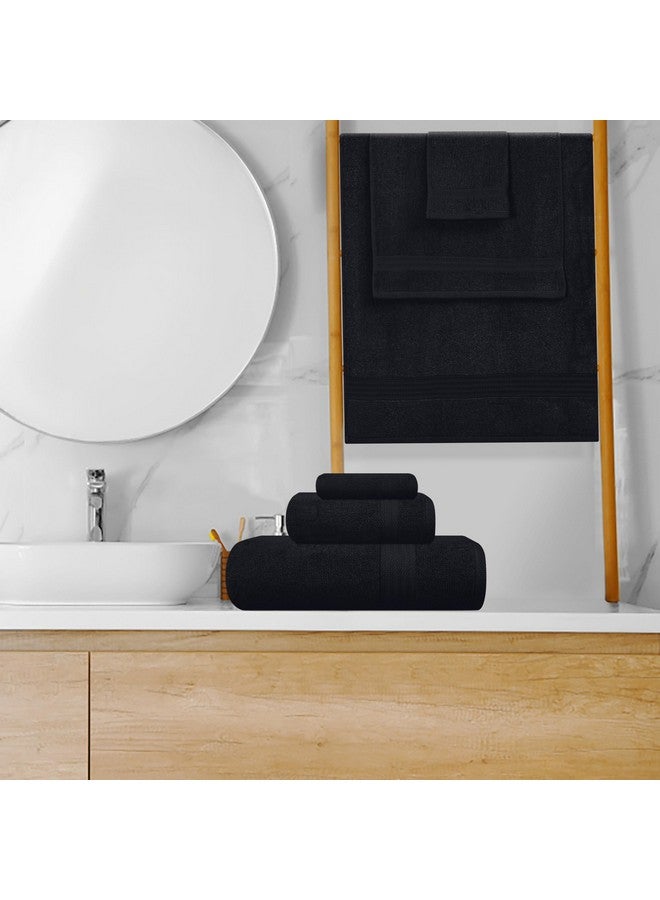 GLAMBURG Ultra Soft 8-Piece Towel Set - 100% Pure Ringspun Cotton, Contains 2 Oversized Bath Towels 27x54, 2 Hand Towels 16x28, 4 Wash Cloths 13x13 - Ideal for Everyday use, Hotel & Spa - Black - Image 4