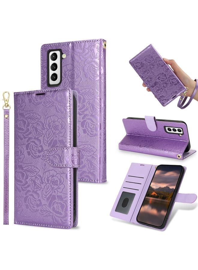 اس-توب جراب لهاتف Samsung Galaxy S21 FE 5G جراب هاتف جلدي مطبوع عليه زهور الفاوانيا - Image 1