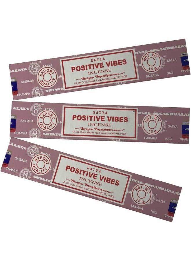 Satya Positive Vibes Incense Nag Champa Sticks - - Pack of 3