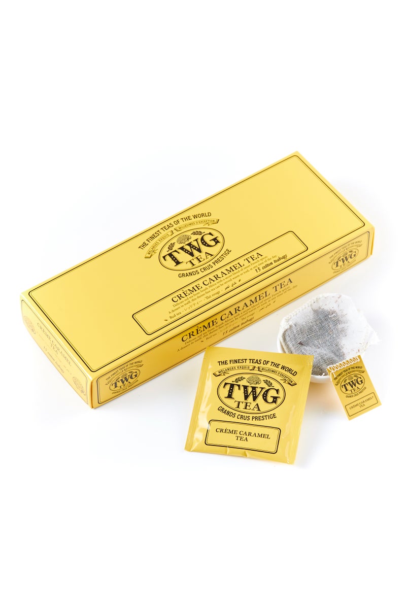 TWG Tea Crème Caramel Tea | Rooibos Tea | Caramel & Theine-Free | 15 Hand Sewn Cotton Teabags | Gift Set - Image 1