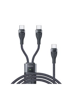 xozgdovg Double Type-c port 10ow fast charging line mobile phone one pull two data lines pd braided rope data line  - Image 1