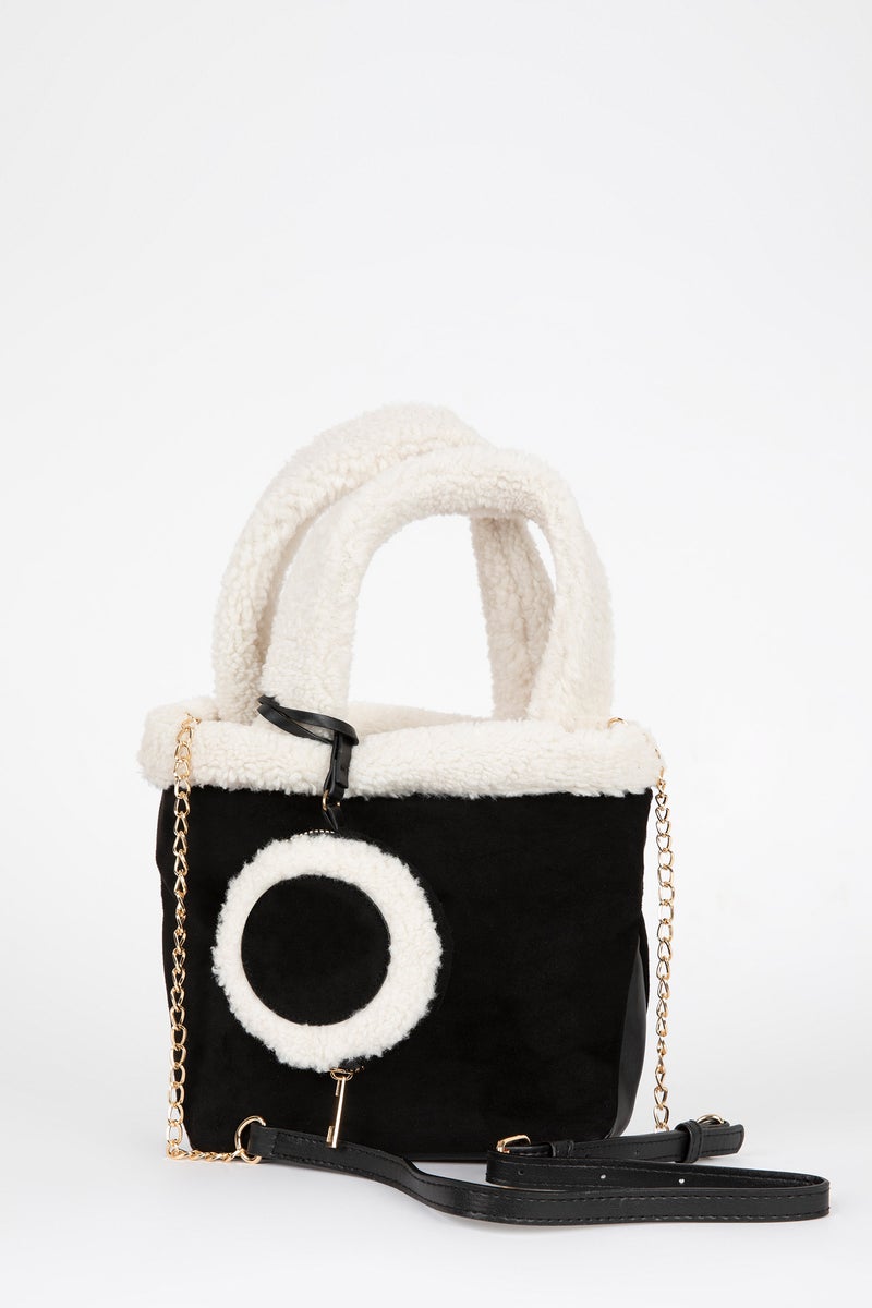 DeFacto Black Woman Suede Handbag Casual