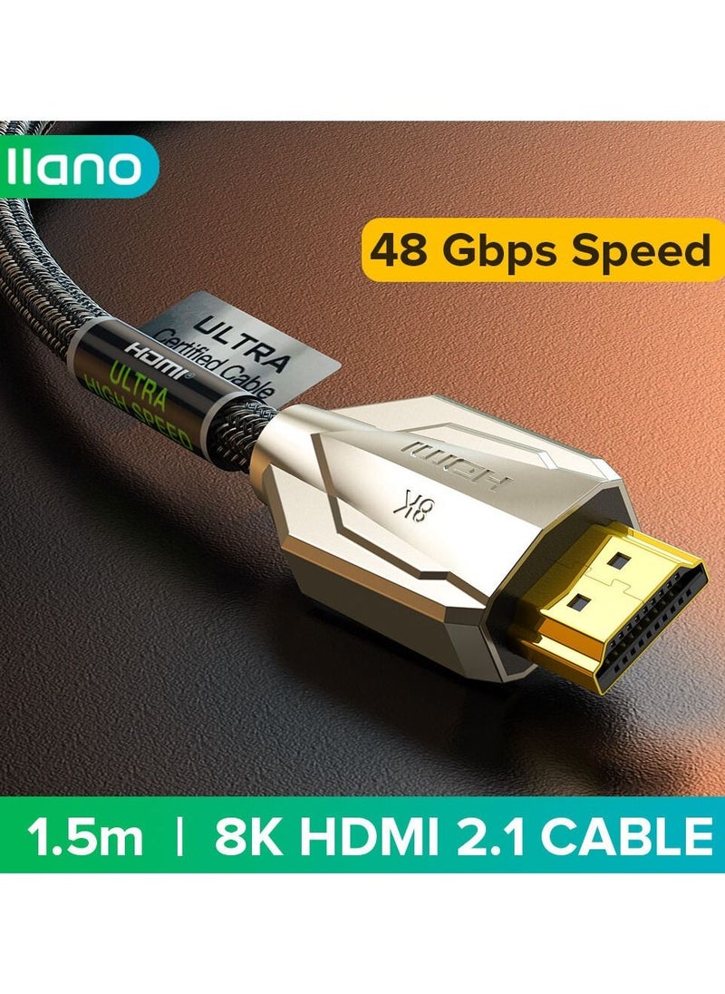 llano HDMI 2.1 Cable 8K/60Hz 4K/120Hz 2K144Hz Ultra High-Speed 48Gbps Cable 3D HDR Cable For PC Laptop HDTV PS5 PS4 Splitter Switch Audio Video - 1.5M  - Image 1