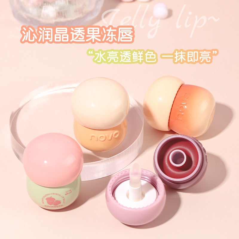 Novo Small Mushroom Milk Jar Lip Frozen Lipstick Moisturizing Hydrating Fading Lip Pattern Glass Lip Mirror Lip Glaze - Image 3