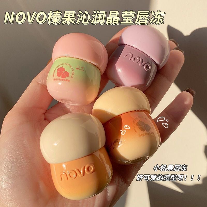 Novo Small Mushroom Milk Jar Lip Frozen Lipstick Moisturizing Hydrating Fading Lip Pattern Glass Lip Mirror Lip Glaze - Image 2