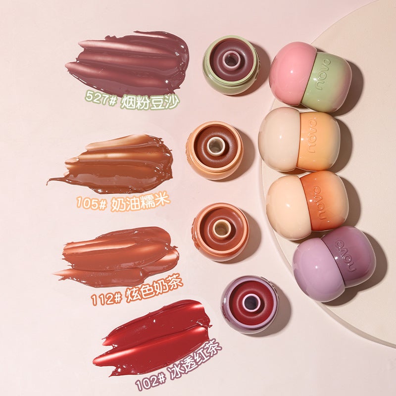 Novo Small Mushroom Milk Jar Lip Frozen Lipstick Moisturizing Hydrating Fading Lip Pattern Glass Lip Mirror Lip Glaze - Image 4