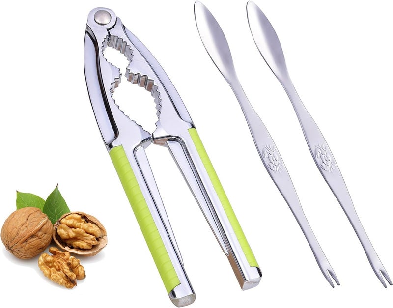 Vicsamer Nut Cracker, Nutcracker, Seafood Tools, Walnut Cracker for All Nuts, Heavy Duty Shell Cracker with 2 PCS Forks/Picks, Lobster Crab Crackers with Non-slip Handle - Image 1