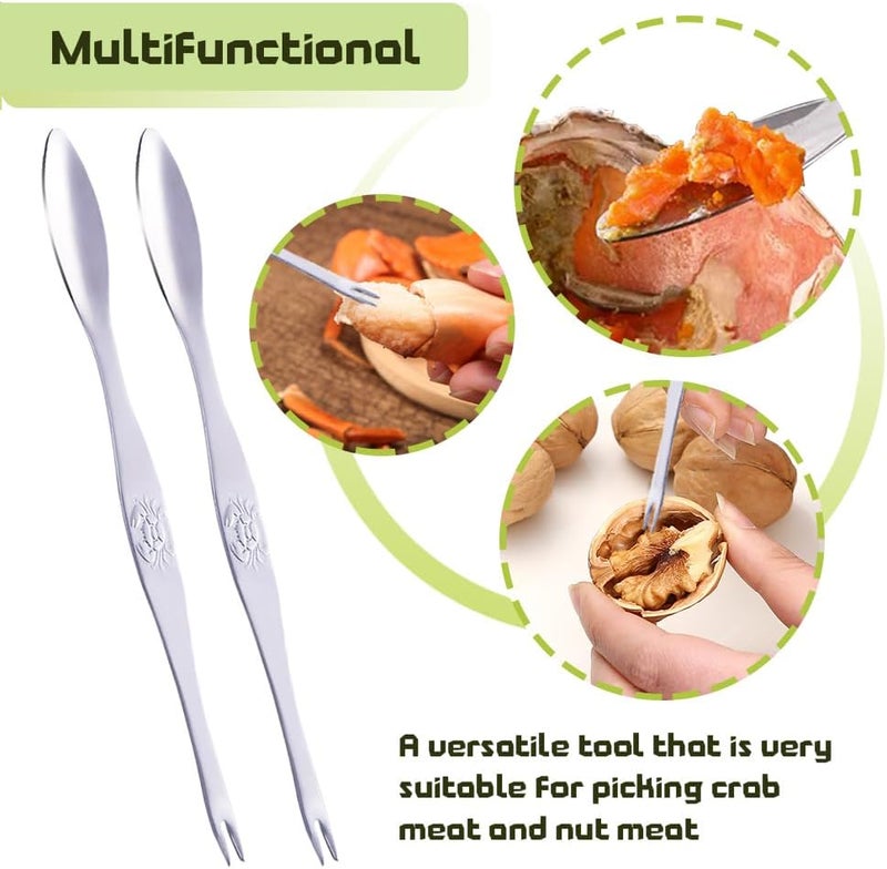 Vicsamer Nut Cracker, Nutcracker, Seafood Tools, Walnut Cracker for All Nuts, Heavy Duty Shell Cracker with 2 PCS Forks/Picks, Lobster Crab Crackers with Non-slip Handle - Image 4