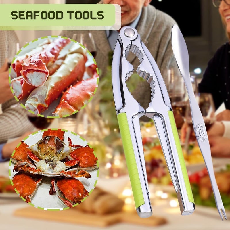 Vicsamer Nut Cracker, Nutcracker, Seafood Tools, Walnut Cracker for All Nuts, Heavy Duty Shell Cracker with 2 PCS Forks/Picks, Lobster Crab Crackers with Non-slip Handle - Image 5