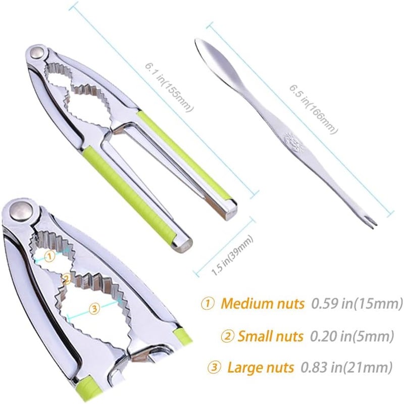 Vicsamer Nut Cracker, Nutcracker, Seafood Tools, Walnut Cracker for All Nuts, Heavy Duty Shell Cracker with 2 PCS Forks/Picks, Lobster Crab Crackers with Non-slip Handle - Image 2