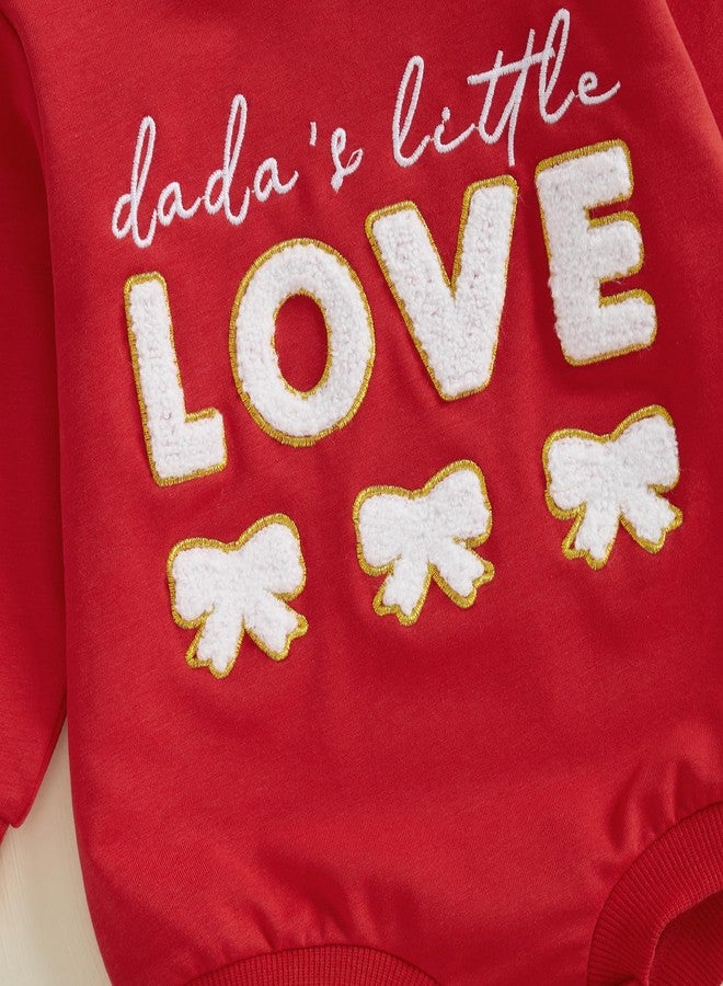 DSORVICD Baby Girl Valentines Outfit Sweatshirt Romper Bubble Onesie Infants Heart Clothes Winter Spring (Love Red, 3-6 Months) - Image 5
