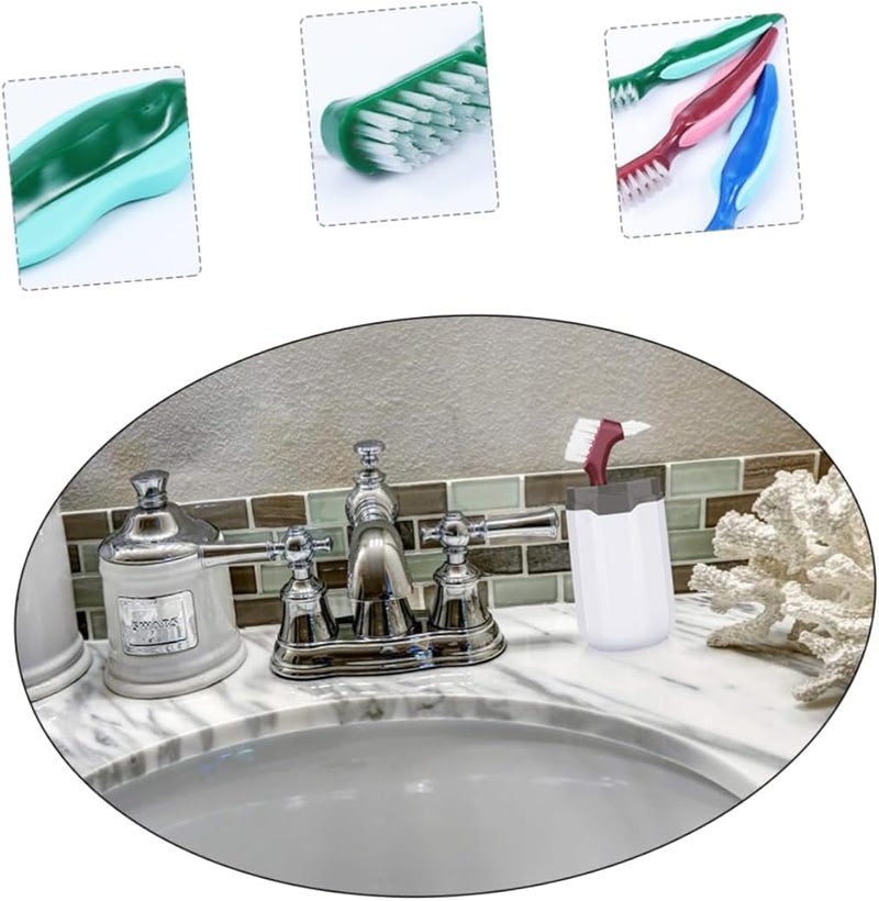 3 قطع فرشاة أسنان للأطقم ذات رأس مزدوج وشعيرات صلبة لتنظيف الأسنان الاصطناعية - Image 4