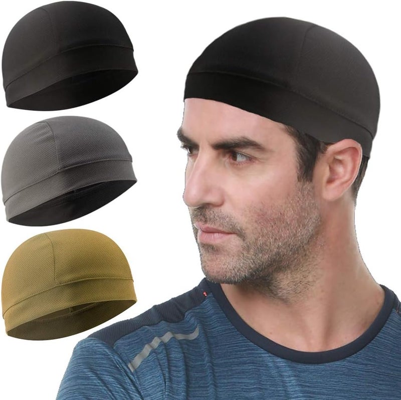 WSHSTS 3 Pack Cooling Skull Cap Helmet Liner Sweat Wicking Cycling Running Hat for Men Women - Image 1