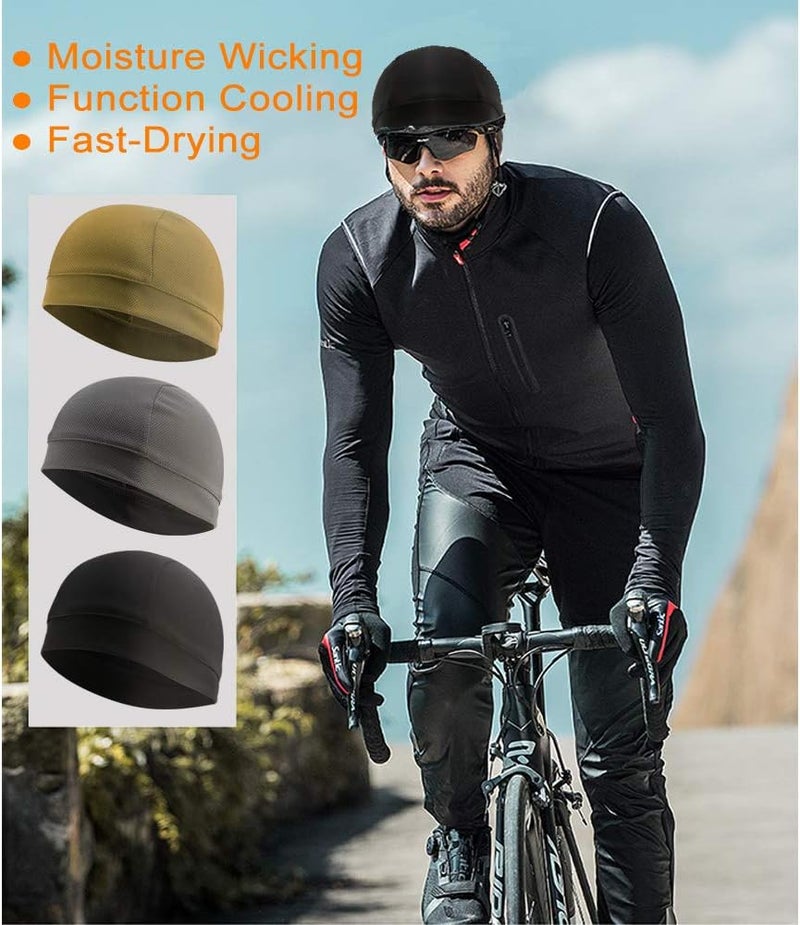 WSHSTS 3 Pack Cooling Skull Cap Helmet Liner Sweat Wicking Cycling Running Hat for Men Women - Image 2