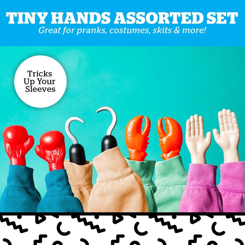 بيج ماوث Bigmouth Inc Tiny Hands Gag Gifts Baby Hands على عصا - أيدي صغيرة مزيفة للأزياء والمزح - دمى عصا مضحكة - مجموعة متنوعة من 4 - Image 2