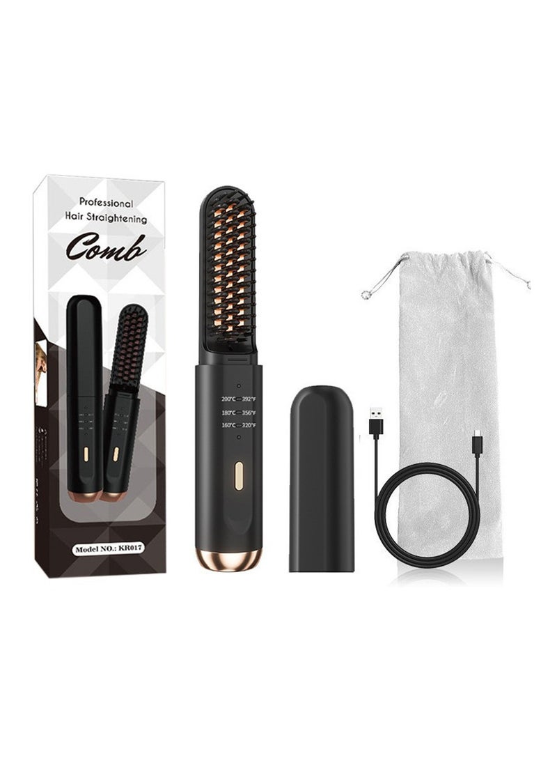 Cordless Beard Straightener, Beard and Hair Straightener Brush Cordless Straightening Brush for Women Men Portable Mini Hair Straightener Comb, - Image 1