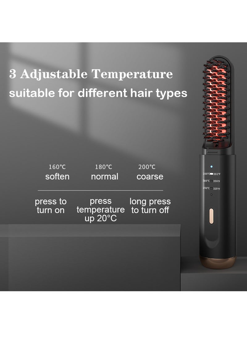 Cordless Beard Straightener, Beard and Hair Straightener Brush Cordless Straightening Brush for Women Men Portable Mini Hair Straightener Comb, - Image 4