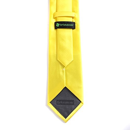 fortunatever Classical Men's Solid Necktie,Yellow Ties For Men With Gift Box - Image 2