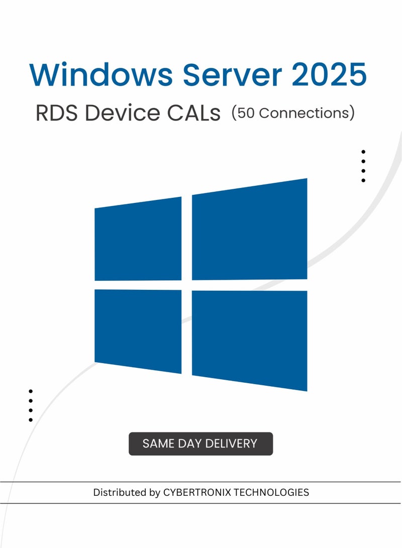 Windows Microsoft Windows Server 2025 RDS Device CALs (50 Connections) | Digital License | SAME DAY DELIVERY