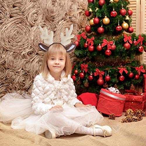 Utavu Reindeer Headband Adult Women – Christmas Deer Horn Headband, Plush Moose Horns Costume, Holiday Reindeer Ears, Festive Headpiece for Party Accessories - Image 4