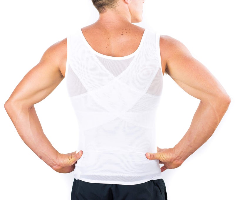 Esteem Apparel قميص ضغط الصدر الأصلي للرجال من Esteem Apparel لإخفاء التثدي - ملابس تشكيل نحيفة (أبيض، كبير جداً) - Image 4