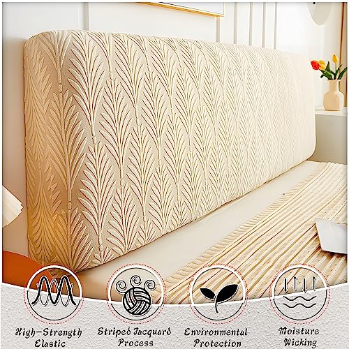 JOKIVTOU Stretch Universal Headboard Cover Slipcover for Bed Solid Jacquard Fabric Dustproof Protective Backrest Cover for Upholstered Beds Cal King - Image 2