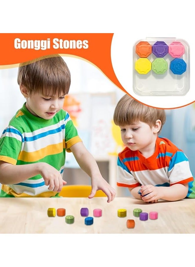 Korean Traditional Play Game Gonggi Jack Stone Pebbles Set, Traditional Korean Stone Game, Colorful Stone Catching Game, Hand Eye Coordination Stone Toy Throwing Stones Game for Kids (2 SET) - Image 3