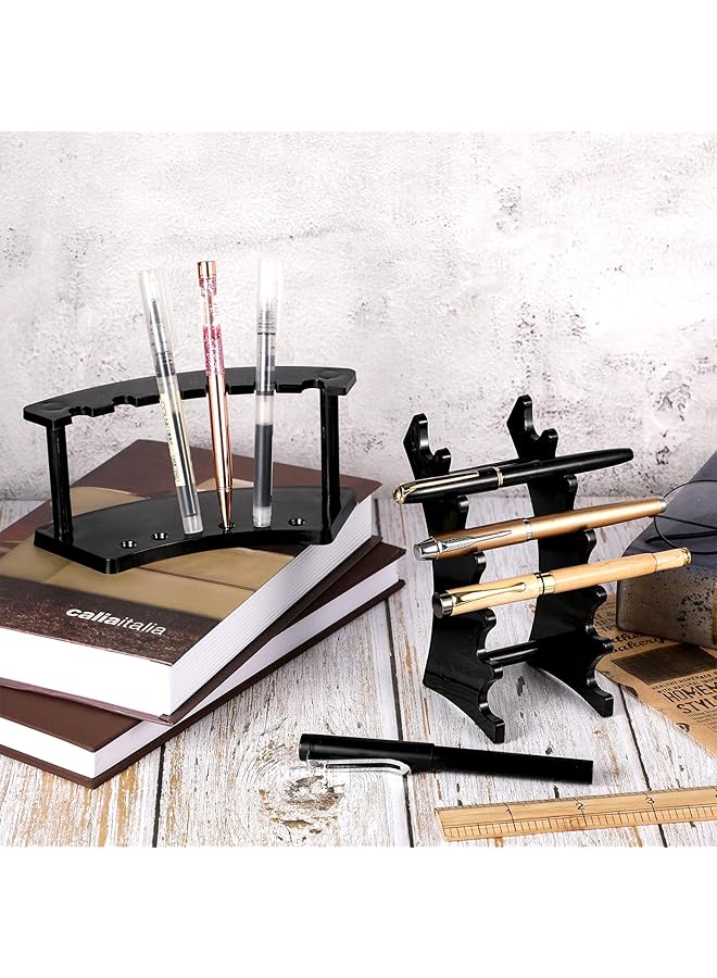 erorex Set Of 4 Plastic Pen Display 6 Slot 2 Kinds Vertical And Horizontal Pen Holder Stand Rack Eyebrow Pen Stand Makeup Brush Rack Organizer For Office Home Store Black - Image 5