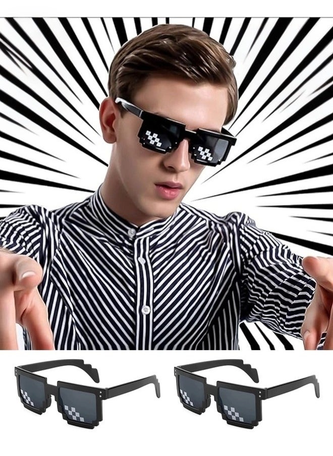 ShebSheb - 2PCS 8-Bit Pixel UV Protect Gamer Sunglasses Adult Kids Party Favors - Image 1