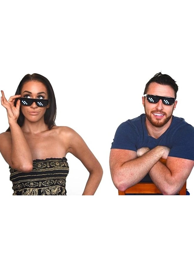 ShebSheb - 2PCS 8-Bit Pixel UV Protect Gamer Sunglasses Adult Kids Party Favors - Image 1