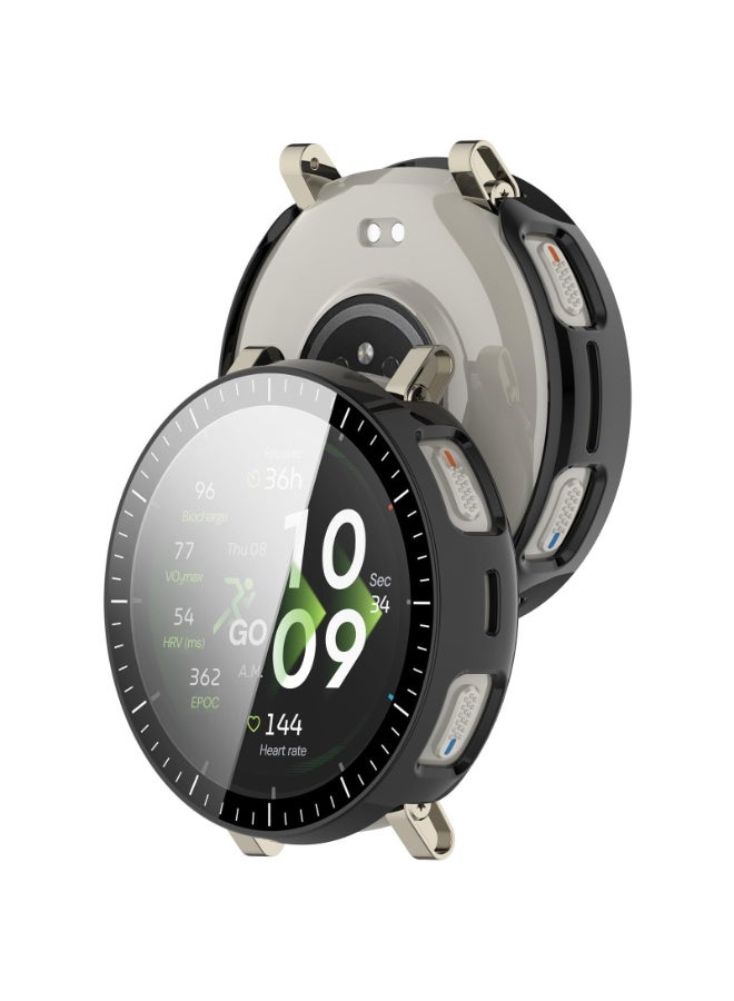 حافظة لـ Amazfit Active 3 مع واقي شاشة من الزجاج المقسى عالي الجودة، حافظة صلبة من البولي كربونات (PC) مع حماية زجاجية مقواة، غطاء رقيق كامل الحماية، مقاوم للخدوش - (أسود) - Image 5