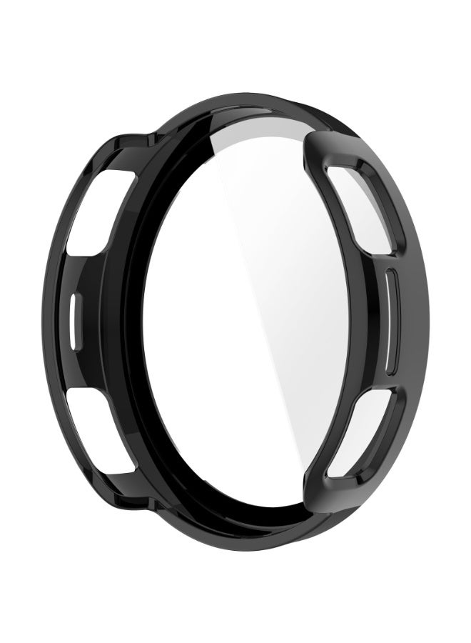 حافظة لـ Amazfit Active 3 مع واقي شاشة من الزجاج المقسى عالي الجودة، حافظة صلبة من البولي كربونات (PC) مع حماية زجاجية مقواة، غطاء رقيق كامل الحماية، مقاوم للخدوش - (أسود) - Image 3