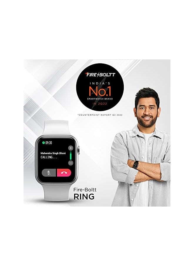 Fire-Boltt - Fire-Boltt Ring Bluetooth Calling Smartwatch With Spo2 & 1.7” Metal Body With Blood Oxygen Monitoring, Continuous Heart Rate, Full Touch & Multiple Watch Faces (Grey), M (Bsw005) - Image 1